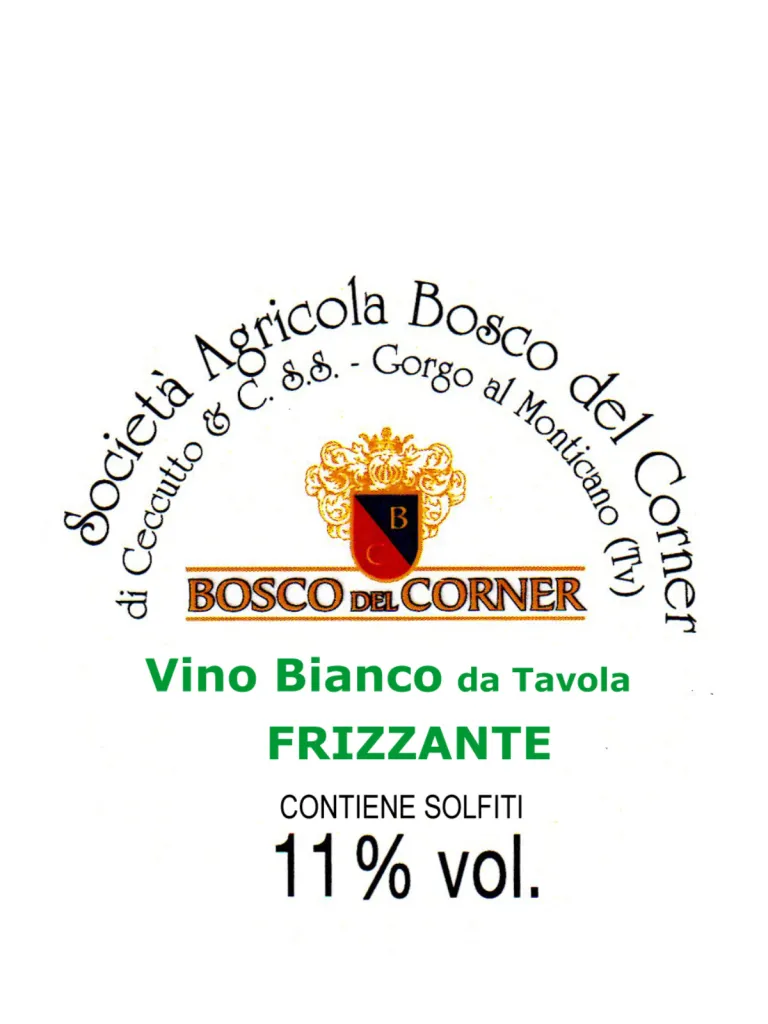 Bosco Del Corner Frizzante Bianco, 25 L, Vino Bianco